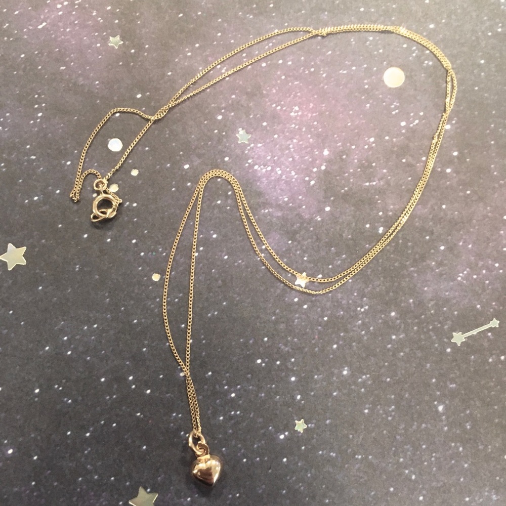 Solid 14k Yellow Gold Heart Necklace